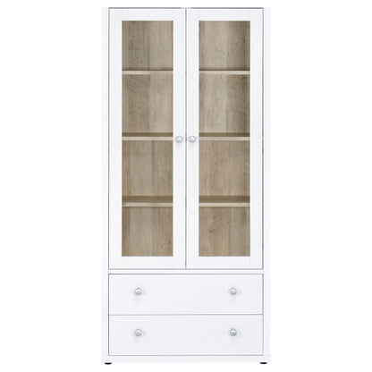 Hawthorne - 4-Shelf Glass Door Tall Cabinet With Drawers