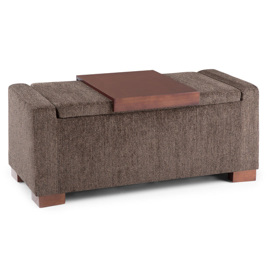 Bretton - Lift Top Storage Ottoman - Deep Umber Brown