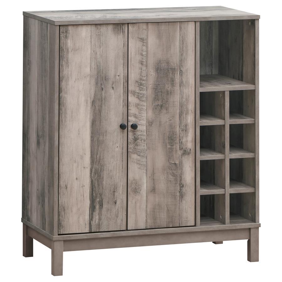 Cheyenne - 2 Door Home Bar Wine Cabinet - Weathered Acacia