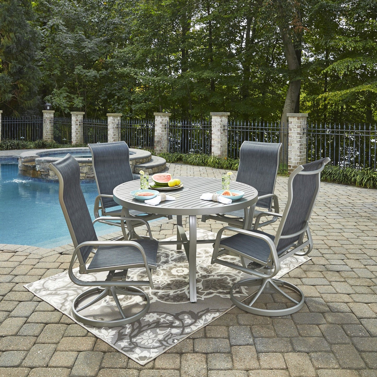 Captiva - 5 Piece Outdoor Dining Set - Metal - Gray - 28.75"