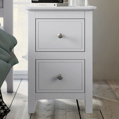 2 Drawers Solid Wood Nightstand End Table - White