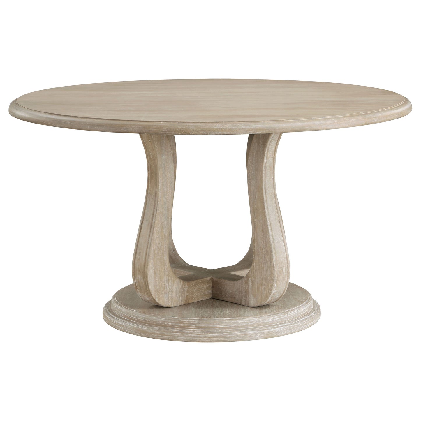 Trofello - Round Pedestal Dining Table - White Washed