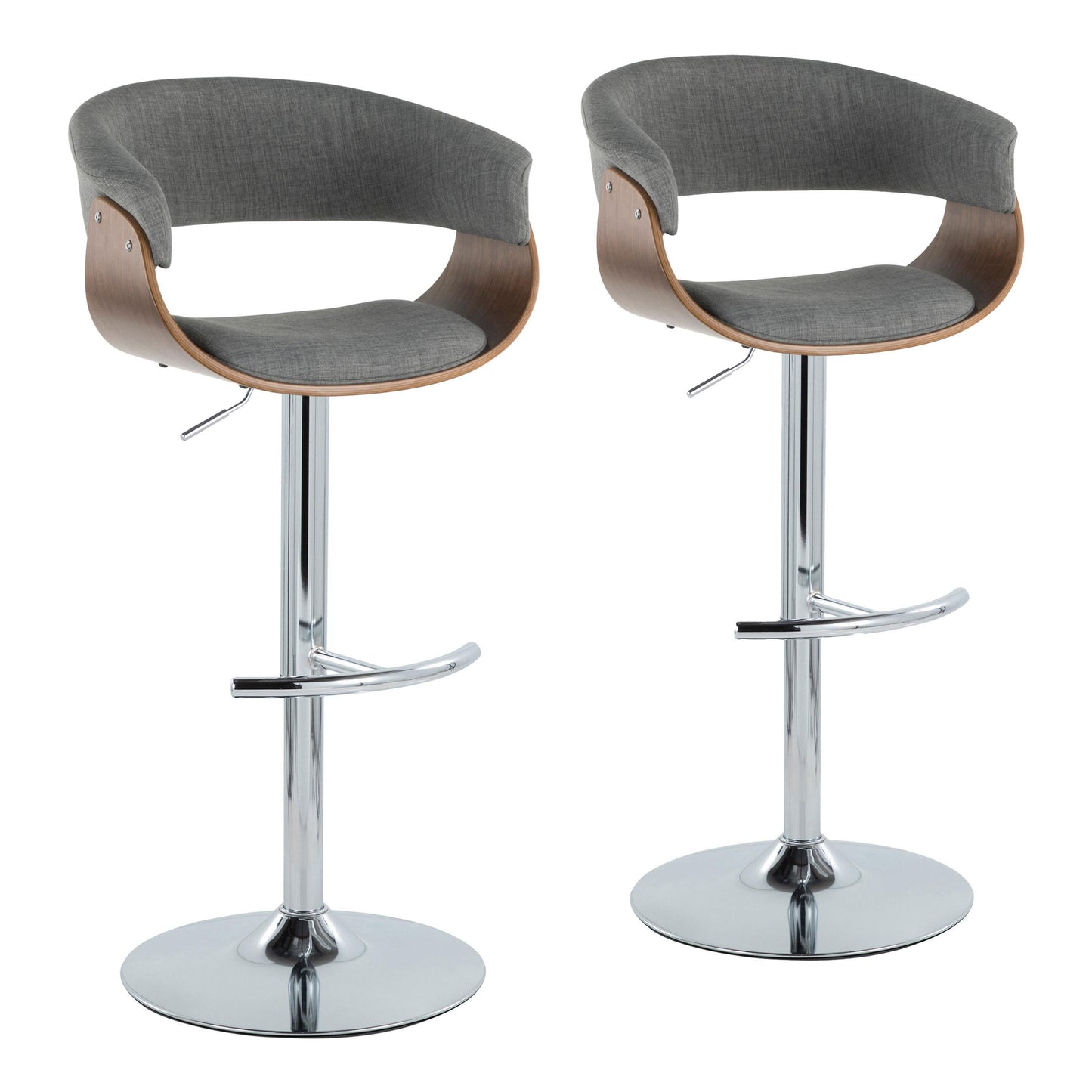 Vintage Mod - Mid Century Modern Adjustable Height Barstool With Swivel With Rounded T Footrest (Set of 2)