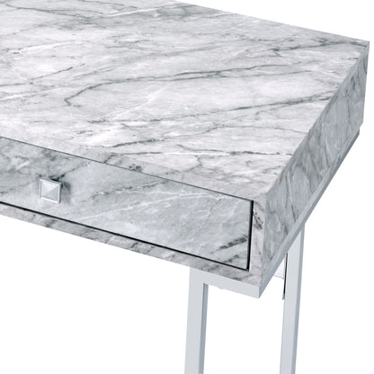 Tigress - Printed Faux Marble Top Writing Desk - White