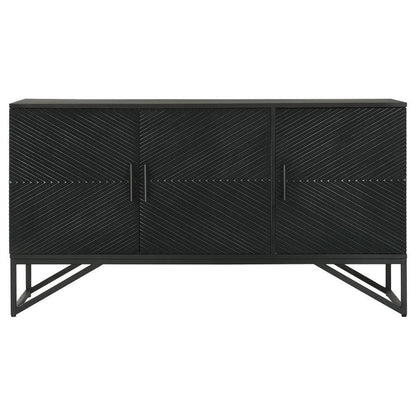 Riddell - 3 Door Wood Reeding Accent Cabinet - Matte Black