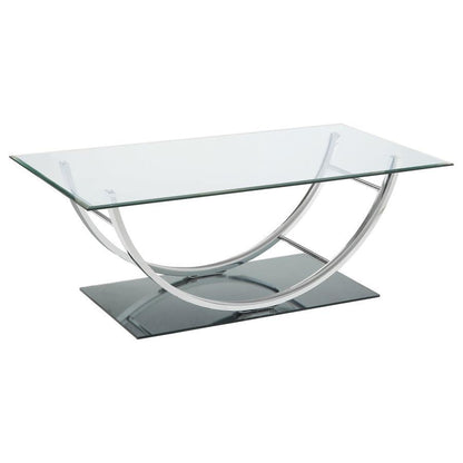 Danville - Rectangular U-Shaped Glass Top Coffee Table - Chrome