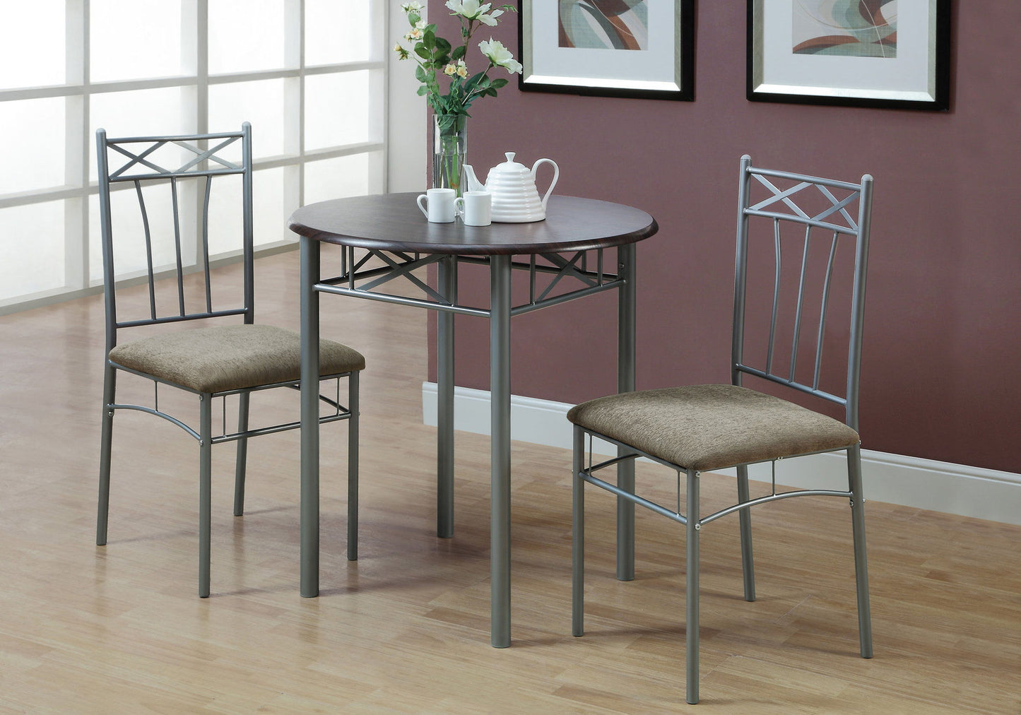 Dining Table Set Small Round 3 Pieces Set