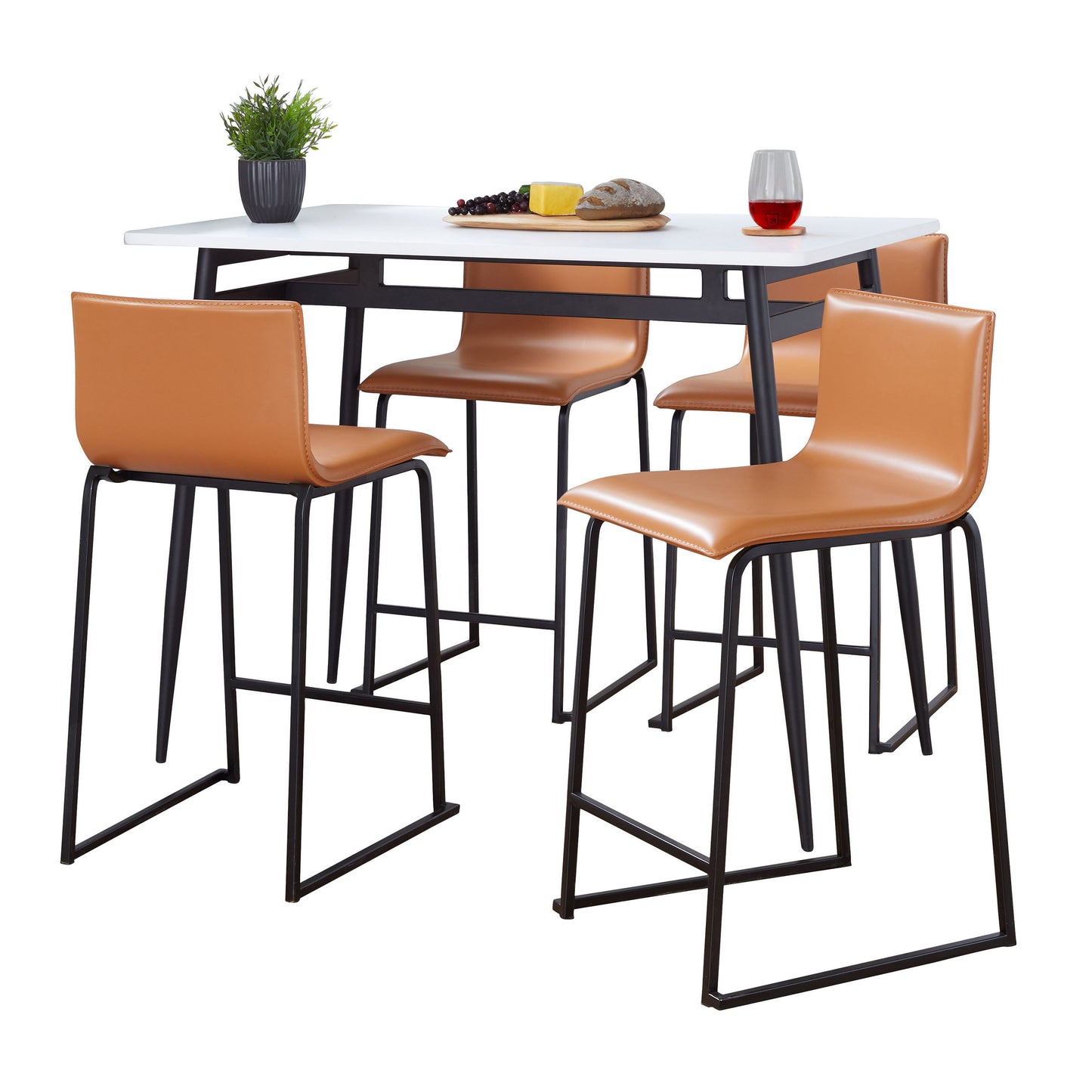 Marcel Mara - 5 Piece Upholsted, Contemporary Counter Height Dining Set