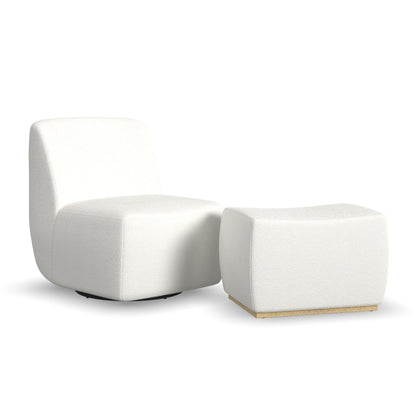 Nico - Swivel Chair & Ottoman - White