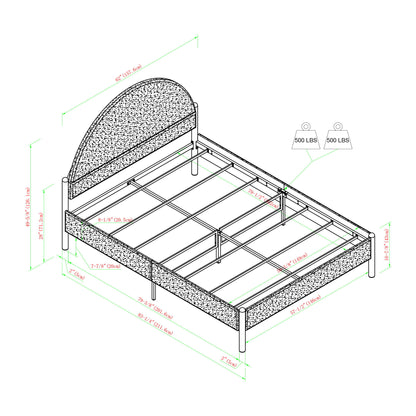 Bed Modern Upholstered Curved Headboard