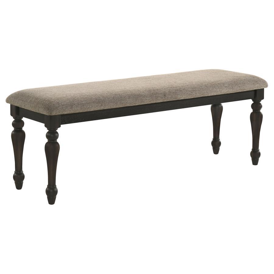 Bridget - Fabric Upholstered Dining Bench - Stone And Charcoal