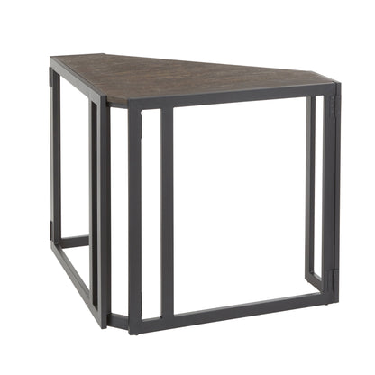 Roman - Industrial Corner Desk - Black / Espresso