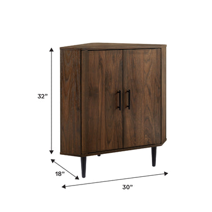 Contemporary 2 Door Mixed-Material Corner Accent Cabinet