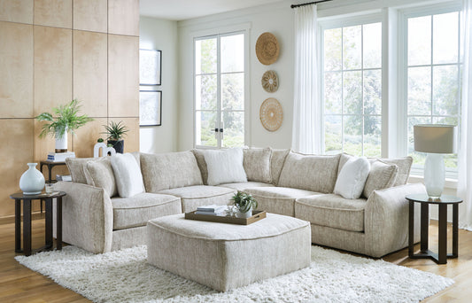 Bucktown - 3 Piece Sectional With Extra Thick Cuddler Seat Cushions And Cocktail Ottoman - Parchment