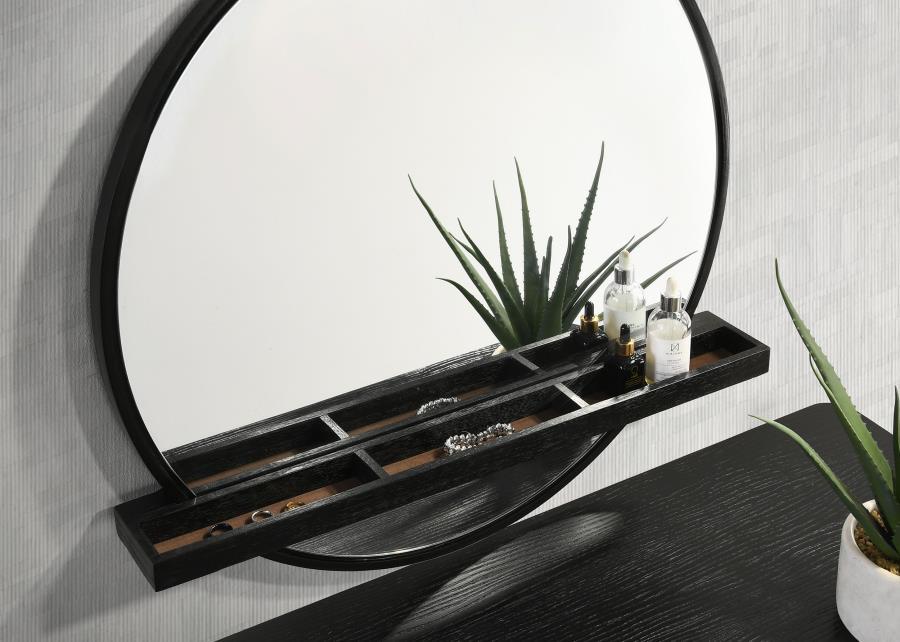 Arini - Round Vanity Wall Mirror With Shelf