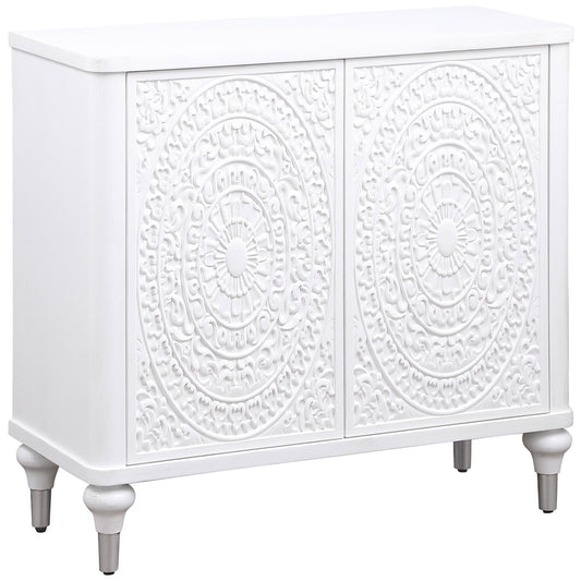 Cardella - 2 Door Mandala Accent Cabinet - Distressed White