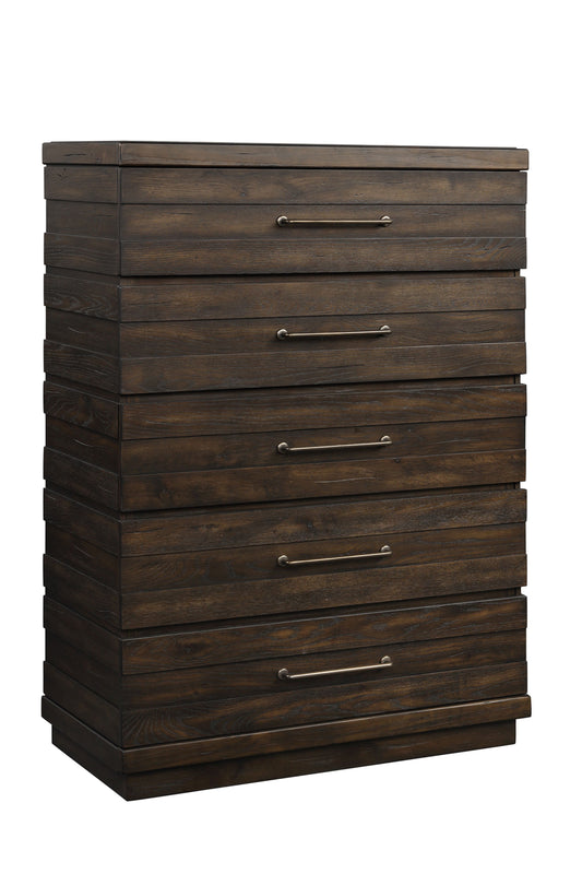 Indutrial Farmhouse 5 Drawer Chest - Brown