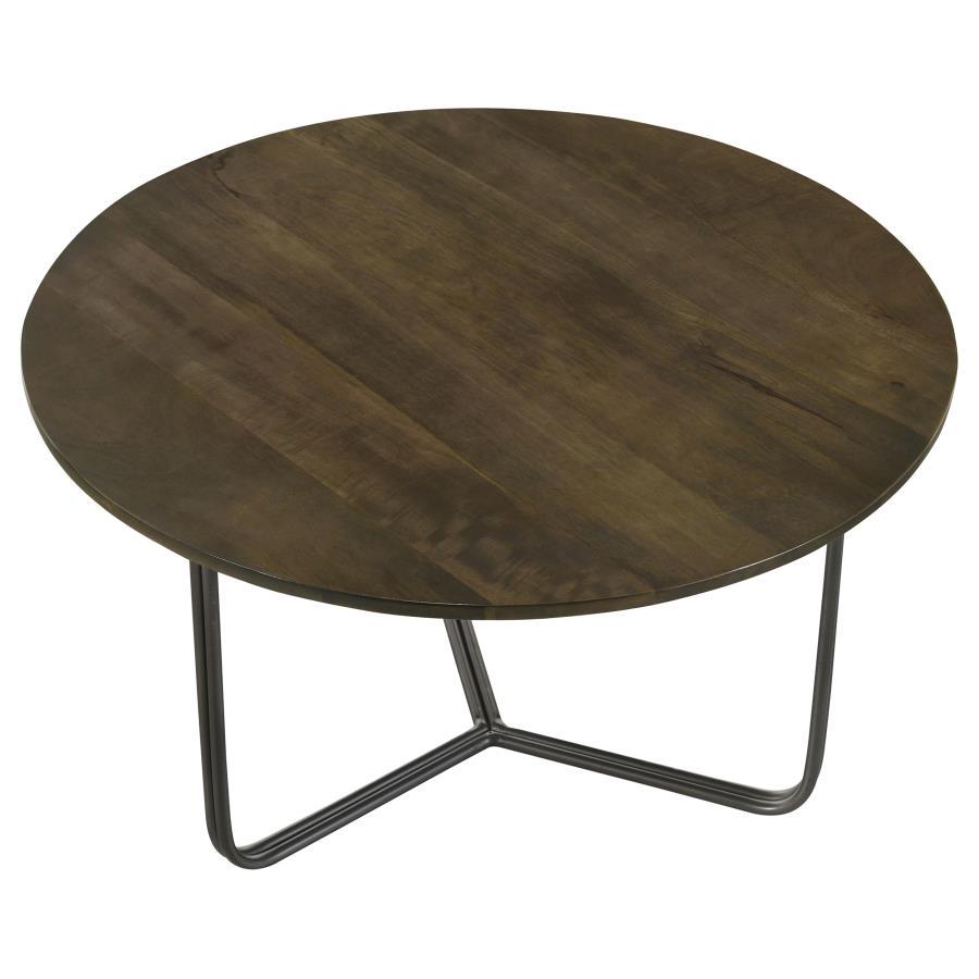 Yaritza - Round Mango Wood Coffee Table - Natural And Gunmetal