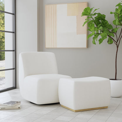 Nico - Swivel Chair & Ottoman - White