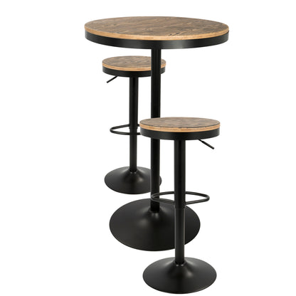 Dakota - 3 Piece Industrial Farmhouse Dining Set - Black