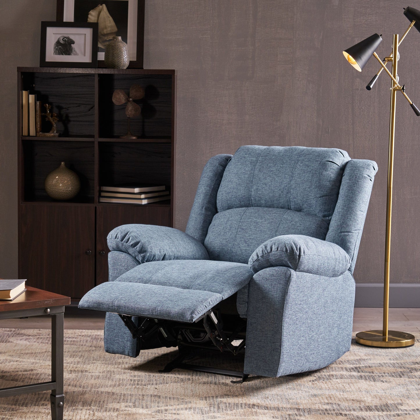 Wide Manual Glider Standard Recliner - Navy Blue