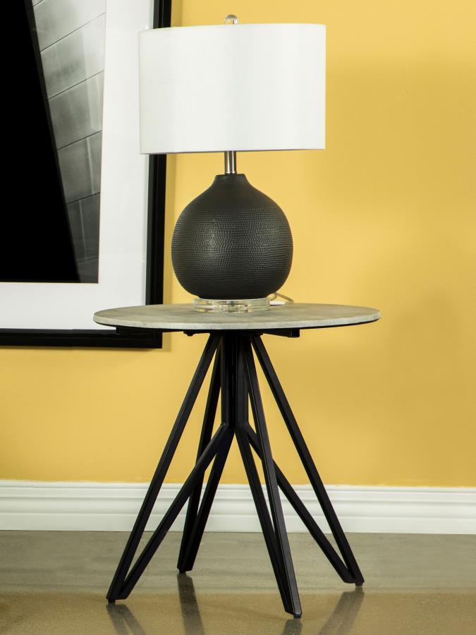 Hadi - Round Smart Top Side End Table - Cement