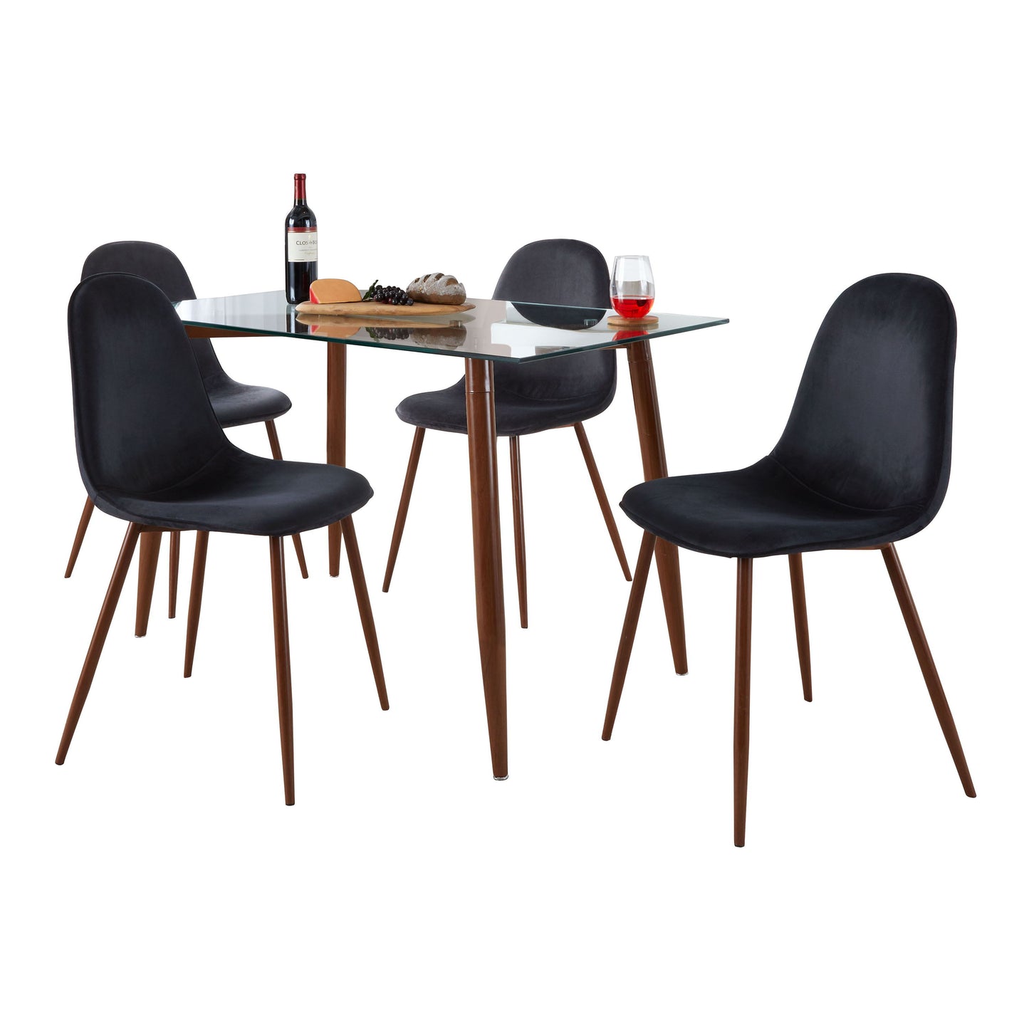 Clara Pebble - 5 Piece Mid-Century Modern Dining Set