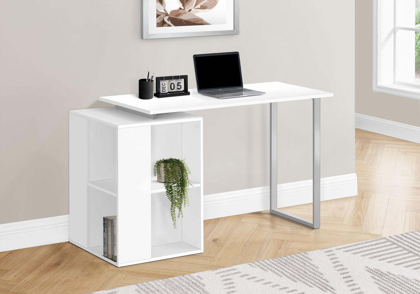 Computer Desk, Home Office, Left, Right Set-Up, Storage Shelves, Work, Laptop, Contemporary, Modern