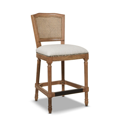 Triomphe - Wicker High Back Armless Counter Bar Stool, Stain Resistant High - White Pepper