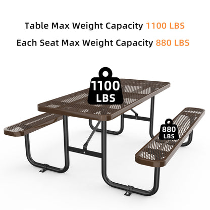 Expanded Rectangular Picnic Metal Table