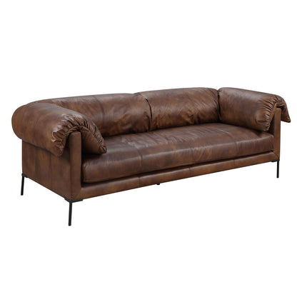 Jaron - Top Grain Leather Sofa - Mocha