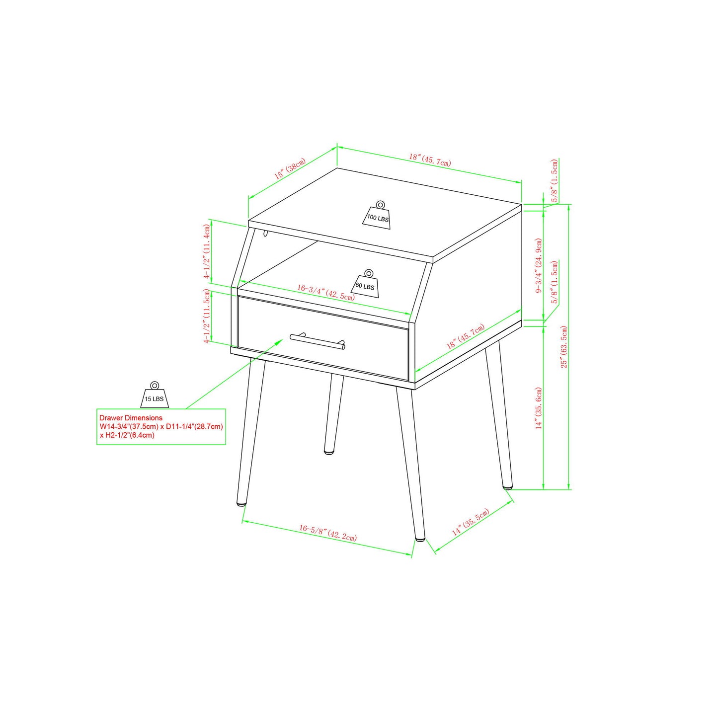 Contemporary Angled Nightstand - Slate Gray