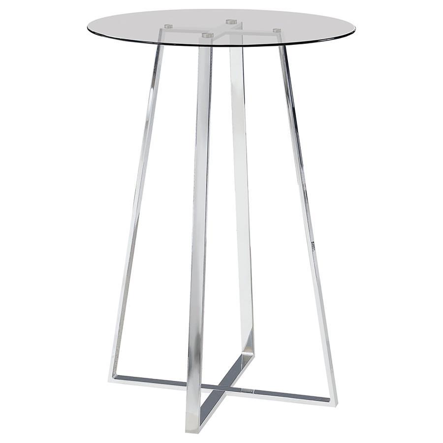 Zanella - Round Glass Top Bistro Bar Table - Chrome