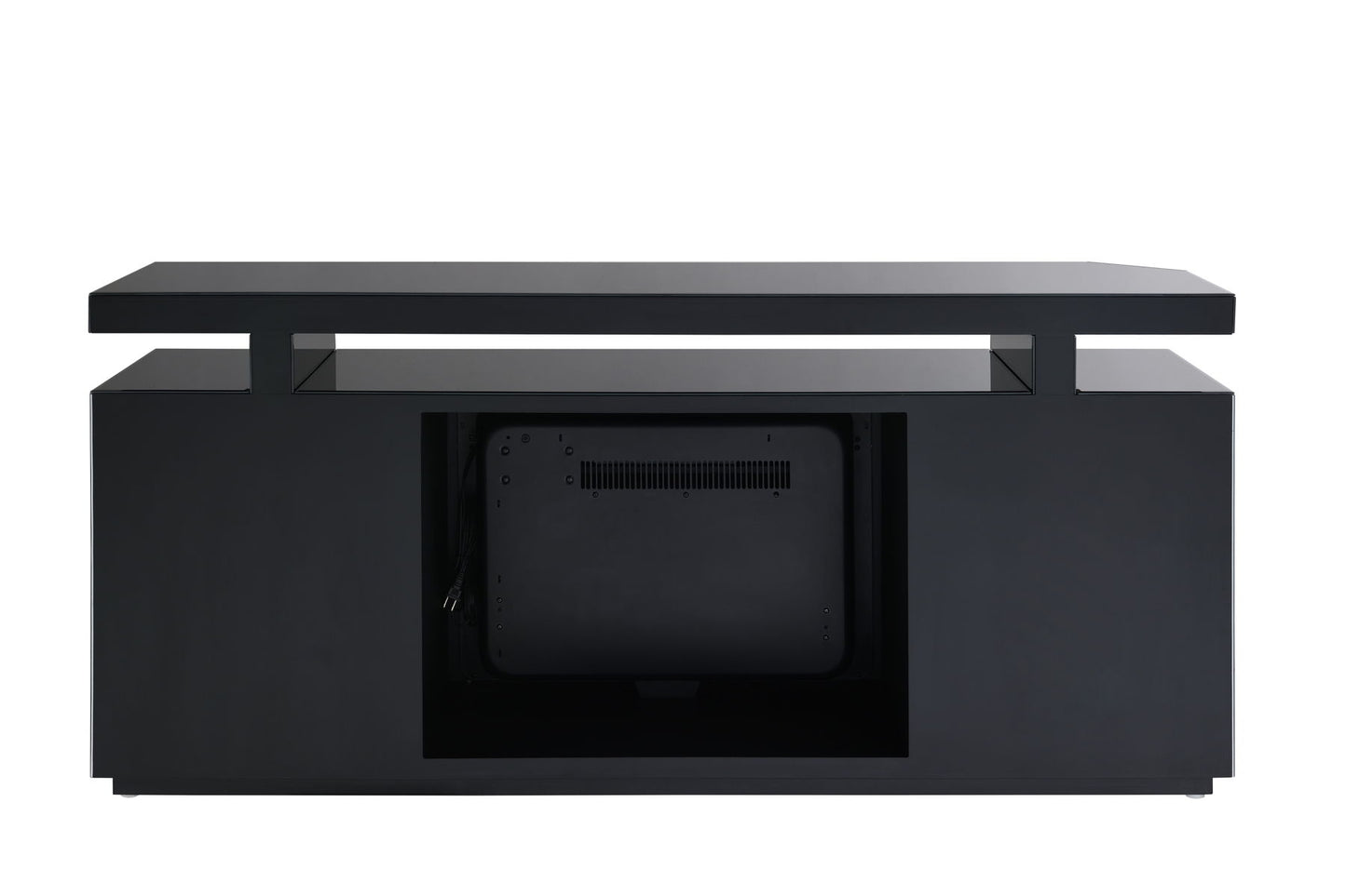 Drisana - Mirrored TV Stand With Fireplace - Black