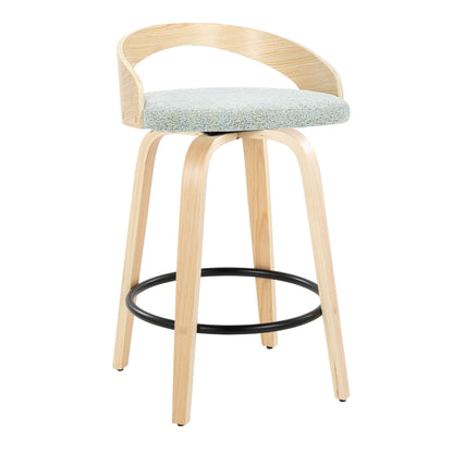 Grotto - Mid-Century Modern Fixed Height Counter Stool Swivel &h Round Footrest