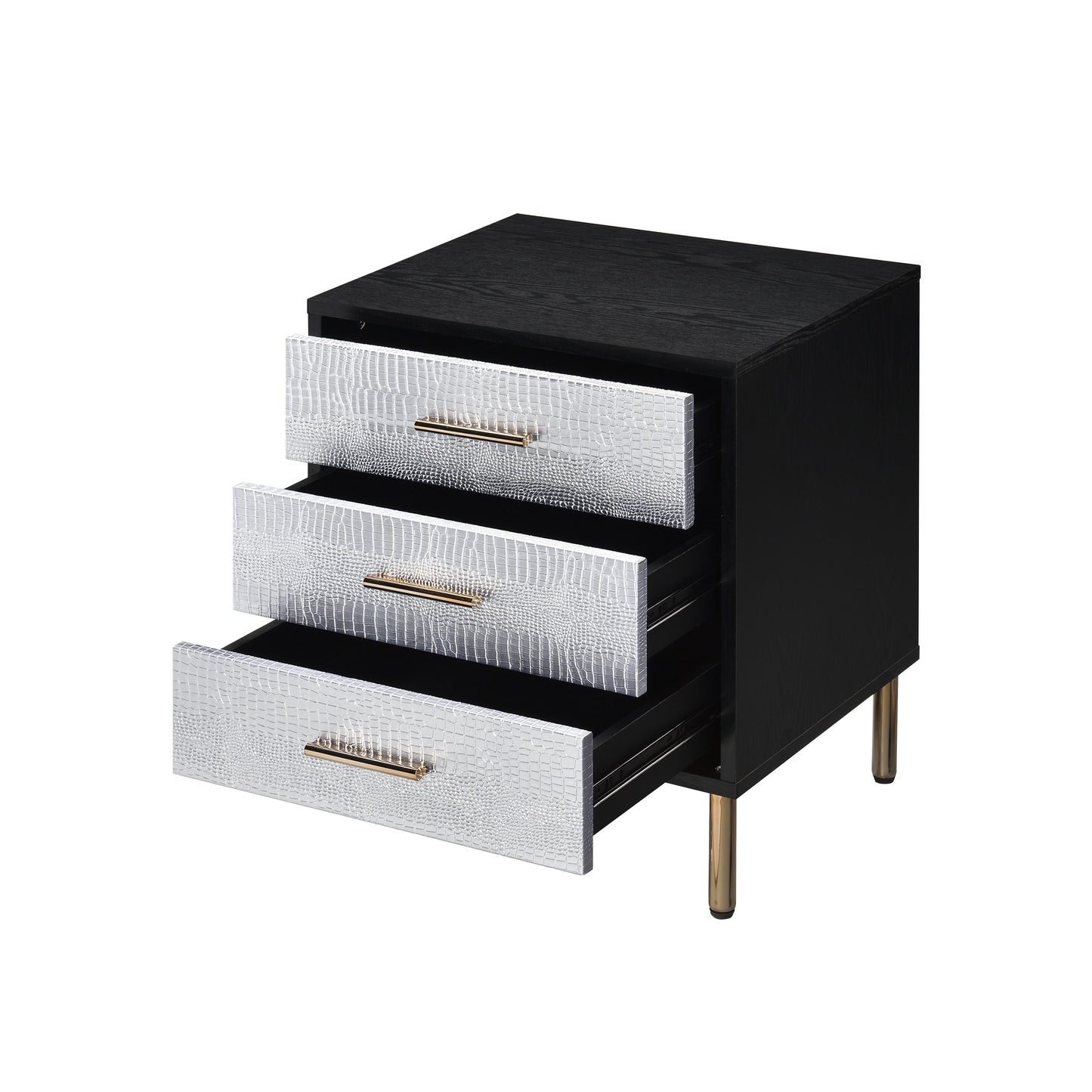 Myles - Nightstand - Black / Gold / Silver