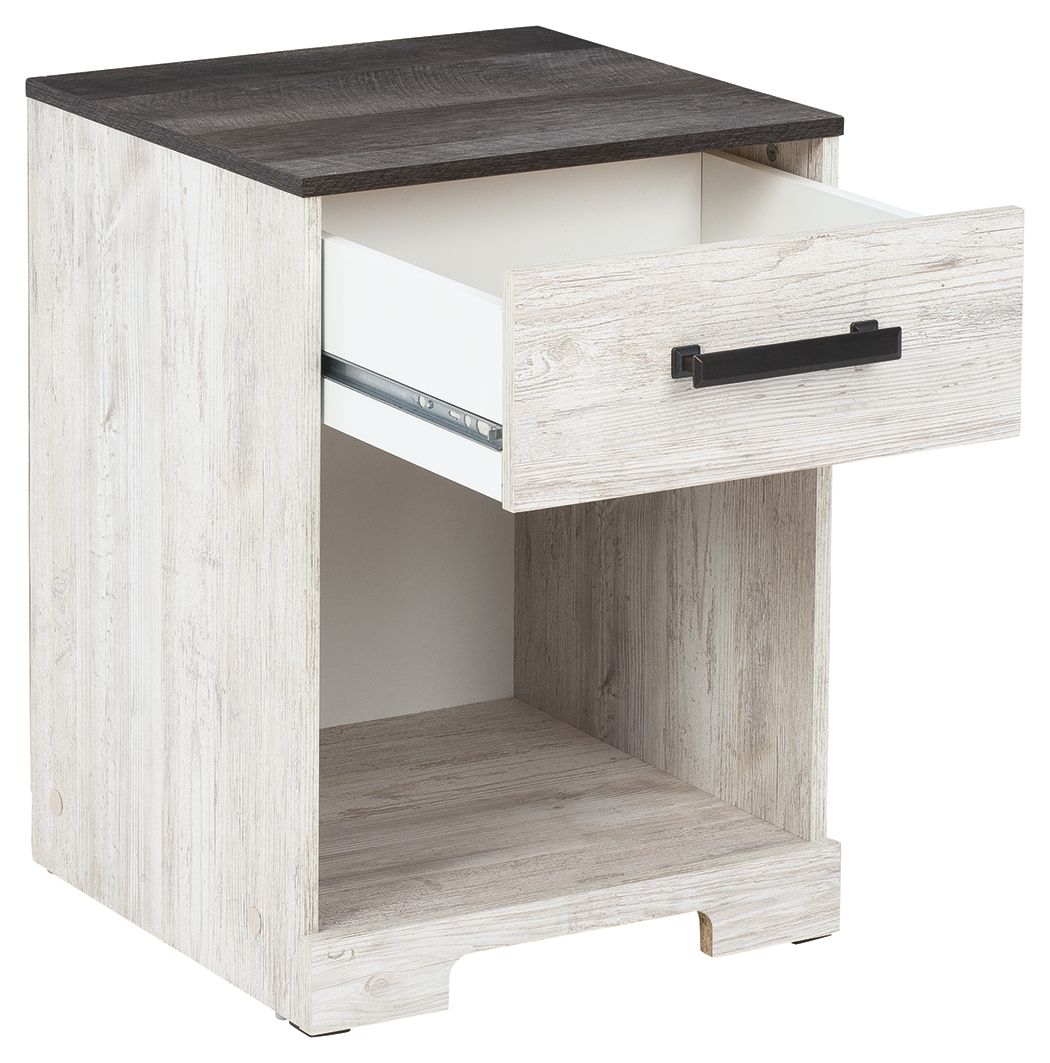 Shawburn - Whitewash / Charcoal Gray - One Drawer Night Stand