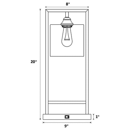 Shoto - Glass Shade Metal Bedside Table Lamp - Black