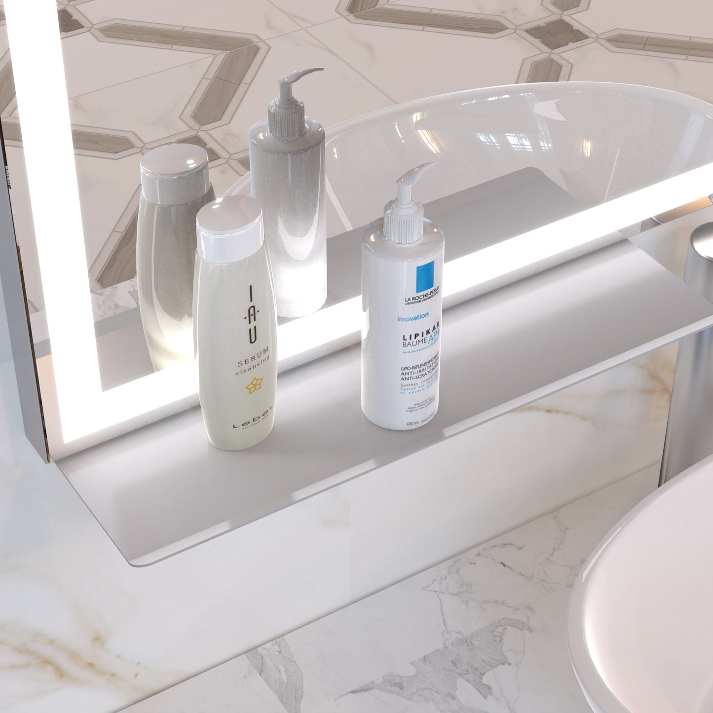 LED Bathroom Vanity Mirror Wall Mounted Adjustable White / Warm / Natural Lights Anti-Fog Touch Switch With Memory Modern Smart Large Bathroom Mirrors