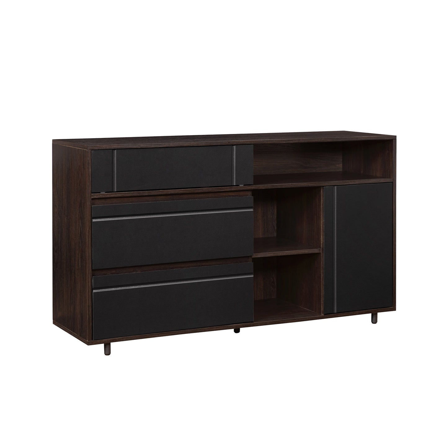 Contemporary Detailed Door Sideboard With Open Storage