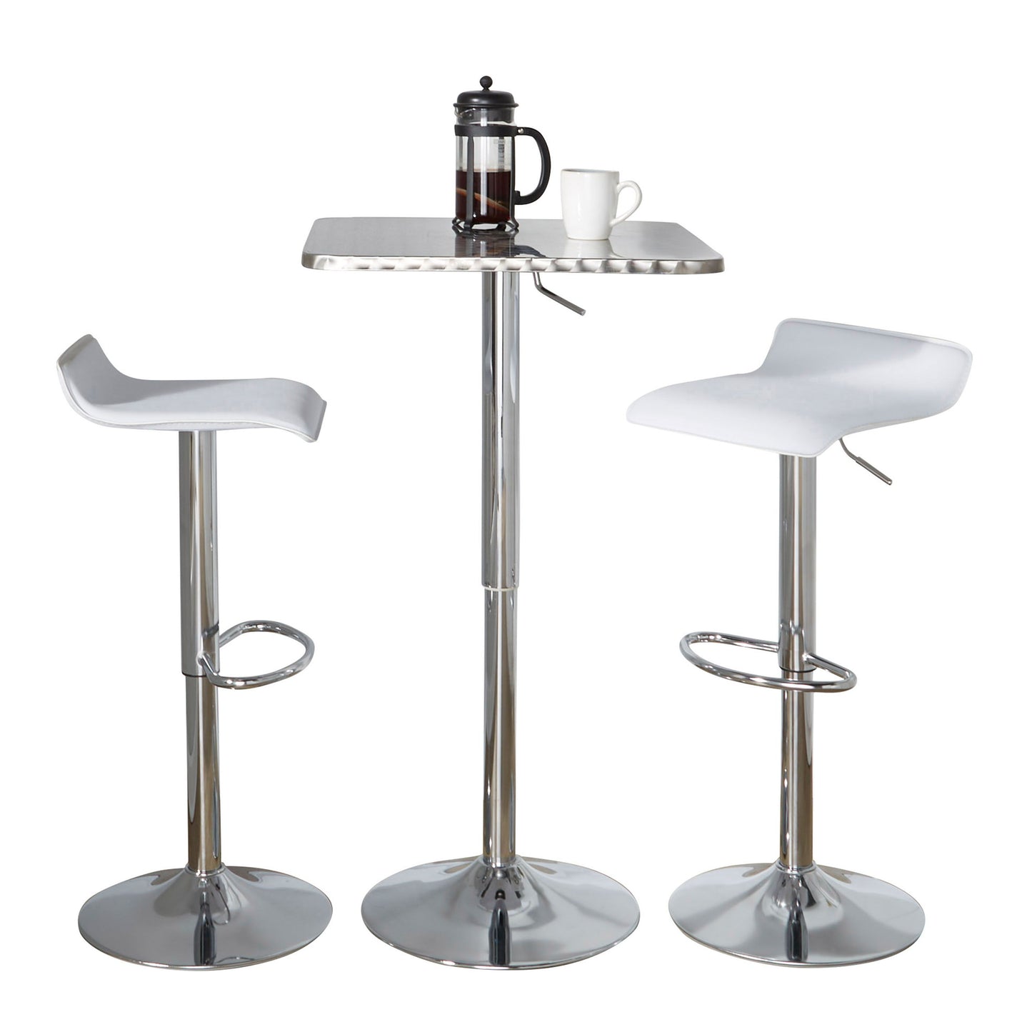 Ale - 3 Piece Bar Set Bistro Square Contemporary Adjustable Oval Footrest