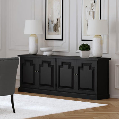 Florence - 4 Door Dining Sideboard Buffet - Distressed Black