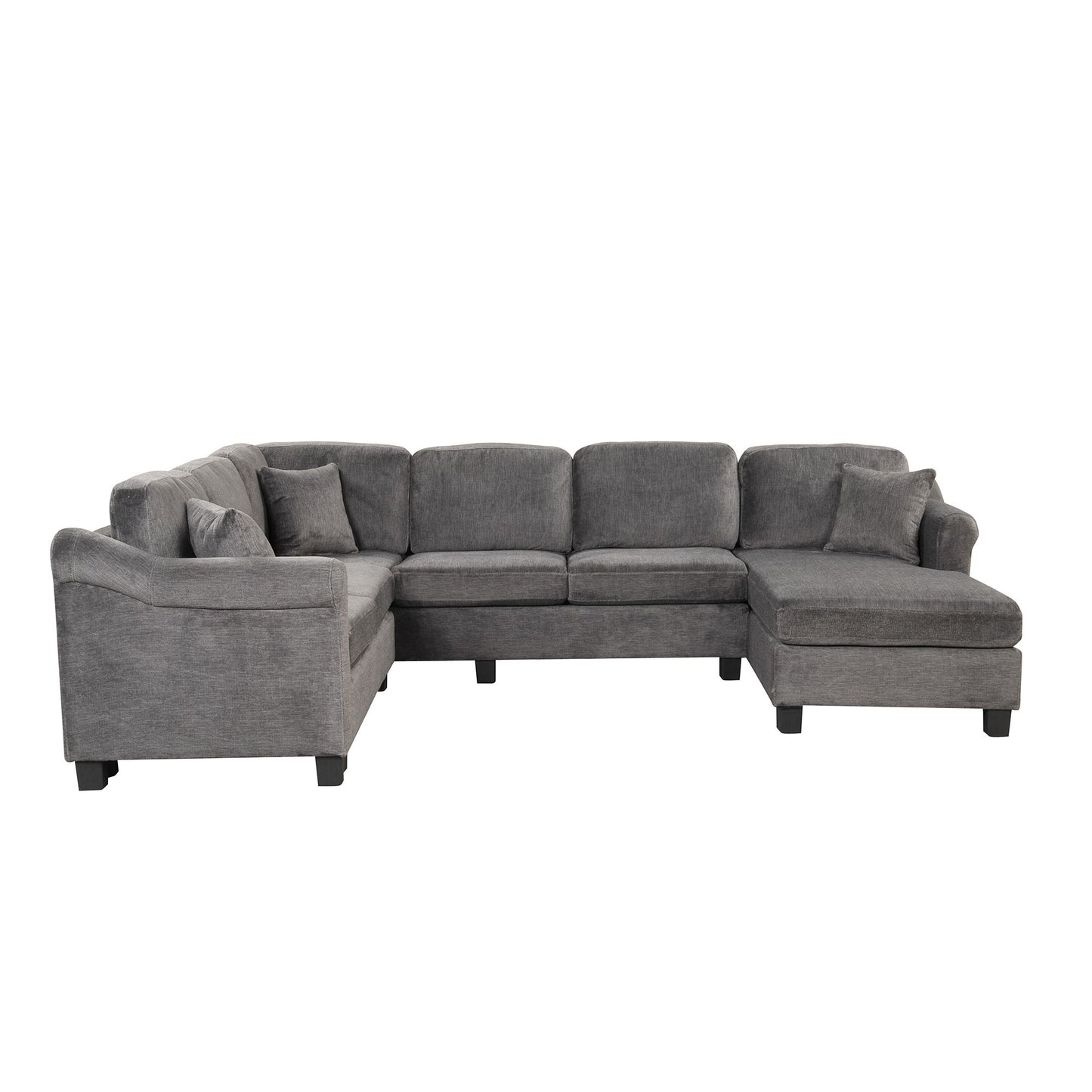 4 Pieces Sectional Sofa With Ottoman With Right Side Chaise