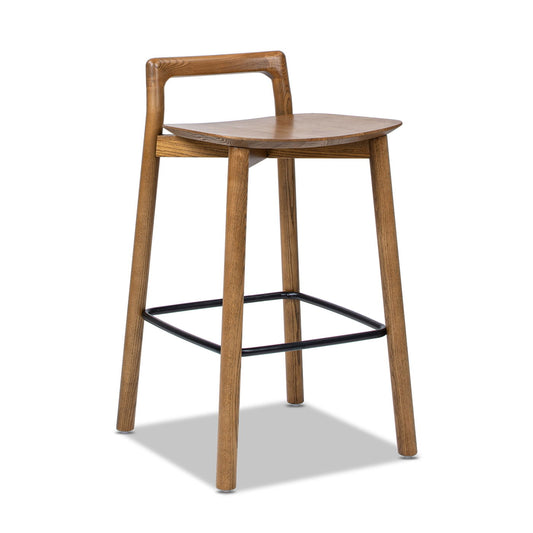 Sven - Modern Minimalist Low Back Counter Stool - Dark Brown Walnut