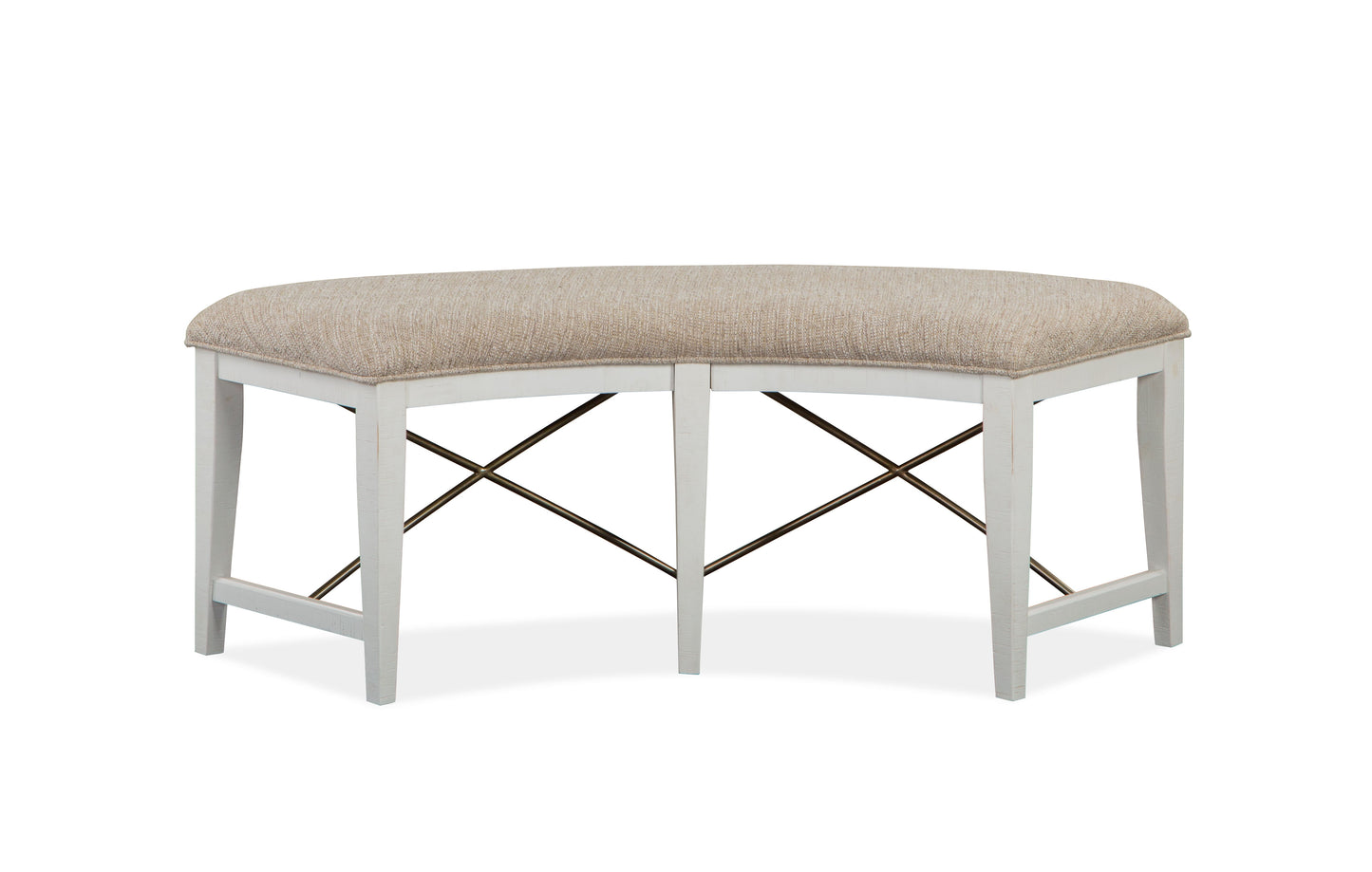 Heron Cove - Curved Bench With Upholstered Seat - Chalk White