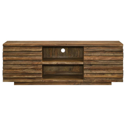 Julia - 2 Door Solid Sheesham Wood TV Stand - Natural