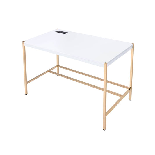 Midriaks - Writing Desk With USB - Golden / White