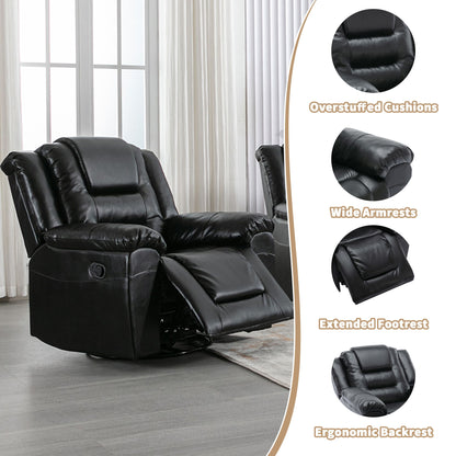 360° Swivel And Rocking Home Theater Recliner Manual Recliner Chair With Wide Armrest For Living Room