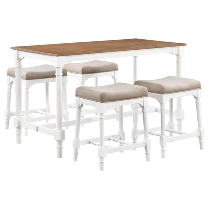 Martina - 5 Piece Rectangular Counter Height Dining Set - White