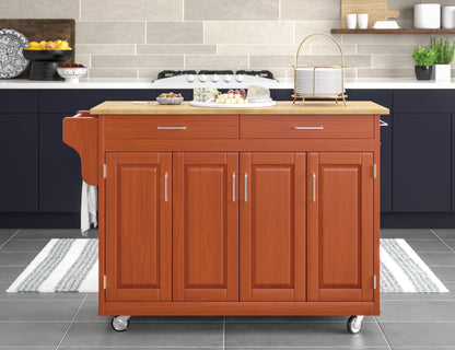 Create-A-Cart - 4 Doors Kitchen Cart - Light Wood Top